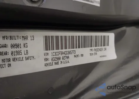 2013 Dodge Dart Sxt z USA, uszkodzony, nr VIN 1C3CDFBA4DD305773